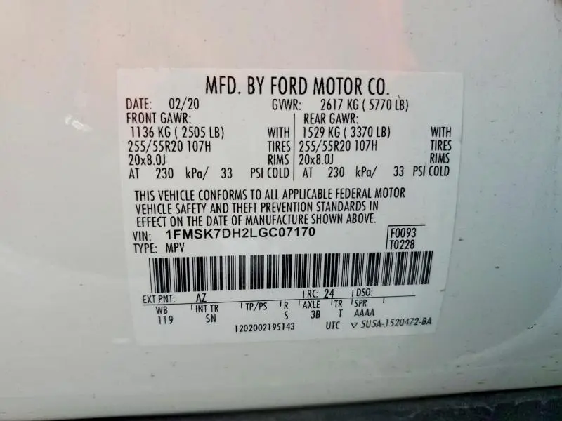 2020 FORD EXPLORER XLT  