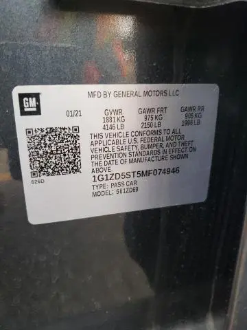 2021 CHEVROLET MALIBU LT  