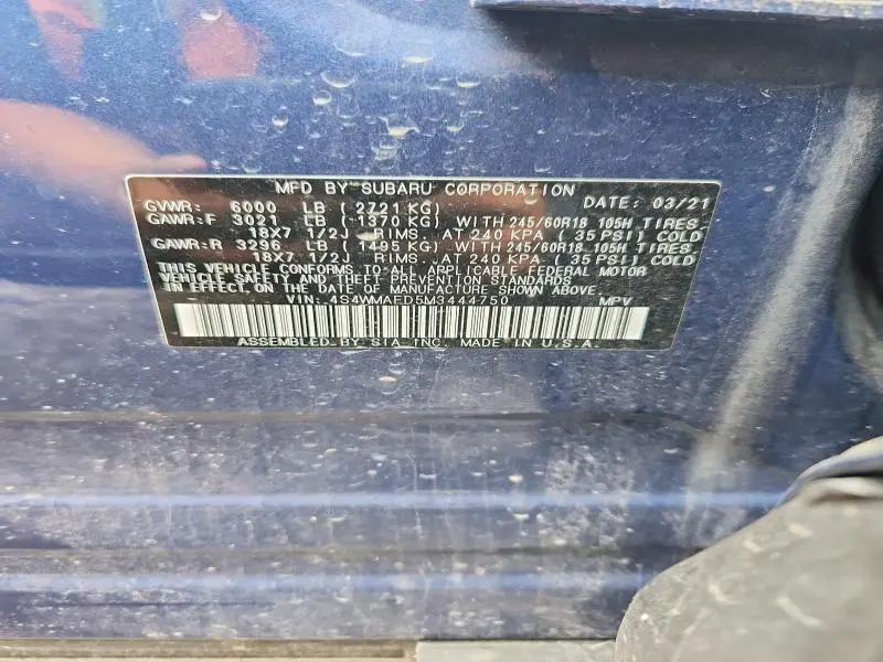 2021 SUBARU ASCENT PREMIUM  
