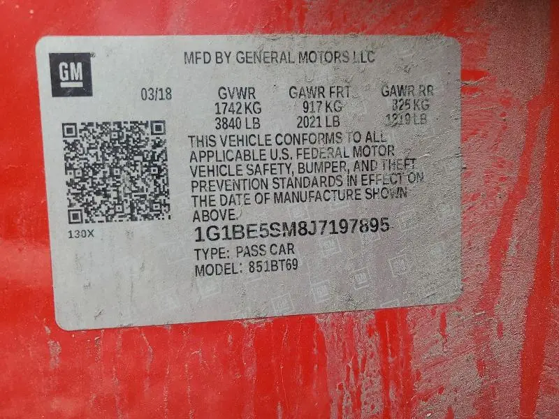 2018 CHEVROLET CRUZE LT  