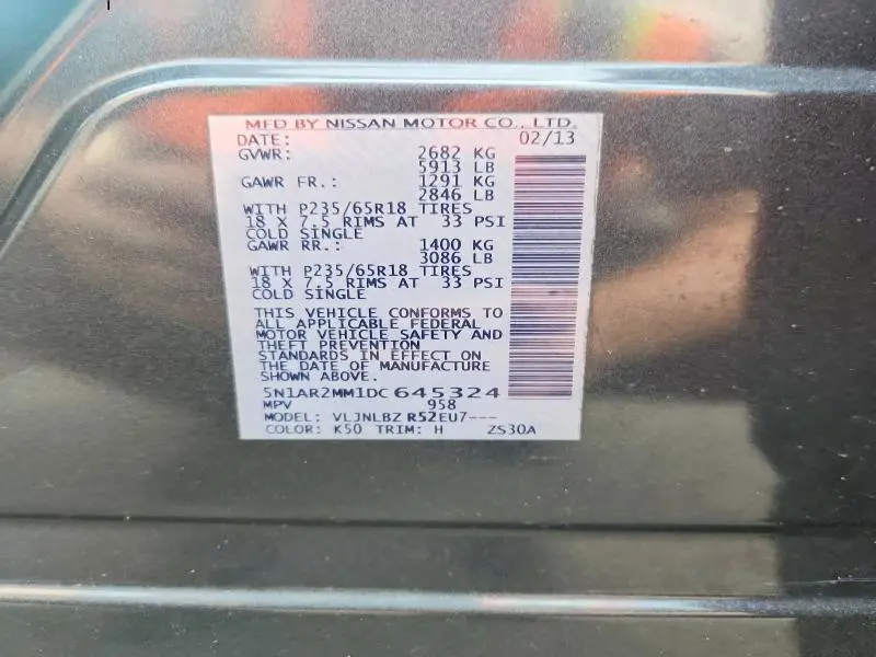 2013 NISSAN PATHFINDER S  