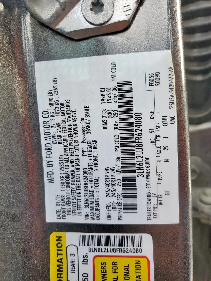 2015 LINCOLN MKZ HYBRID  