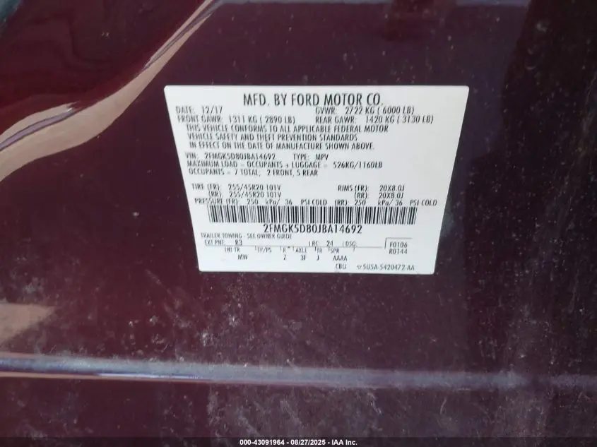 2018 FORD FLEX LIMITED