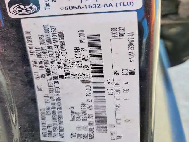 2015 FORD FIESTA SE  