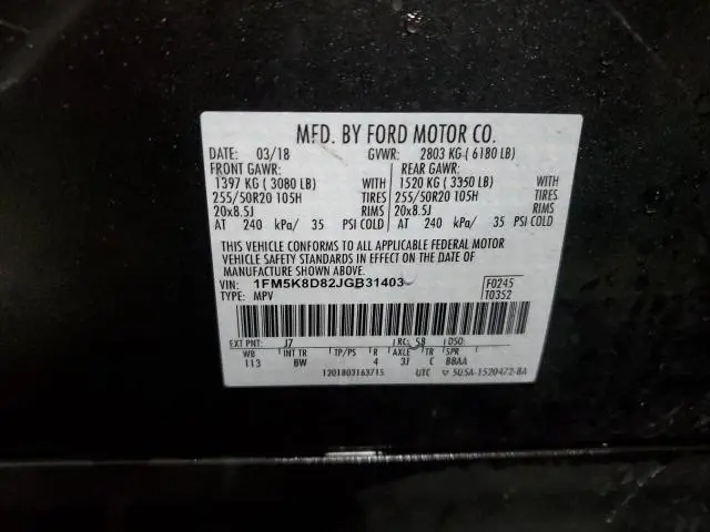 2018 FORD EXPLORER XLT  