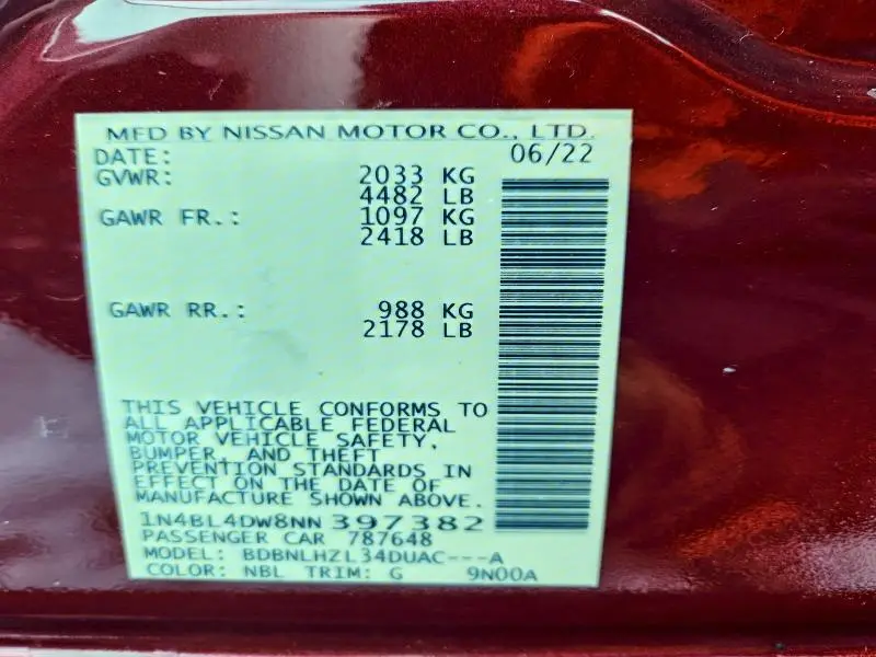 2022 NISSAN ALTIMA SV  