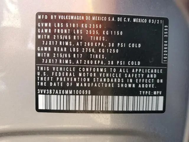 2021 VOLKSWAGEN TIGUAN SE  