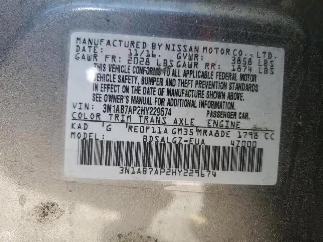 2017 NISSAN SENTRA S  