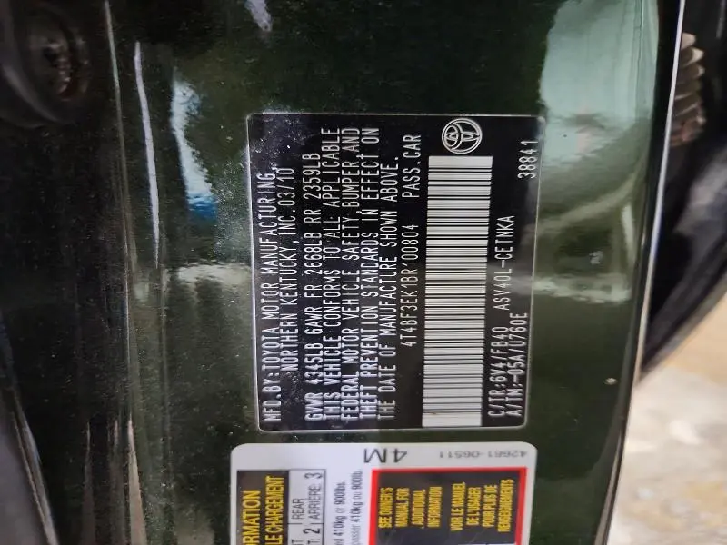 2011 TOYOTA CAMRY   