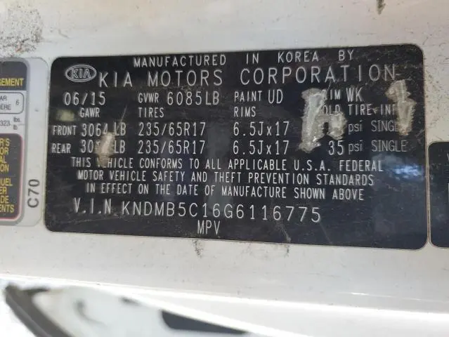 2016 KIA SEDONA LX  