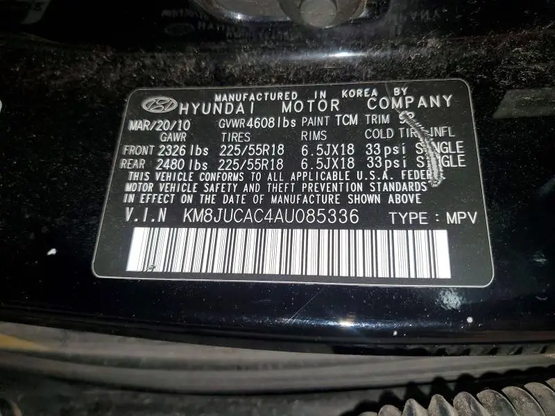2010 HYUNDAI TUCSON LIMITED  
