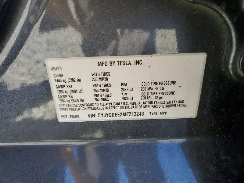 2021 TESLA MODEL Y   