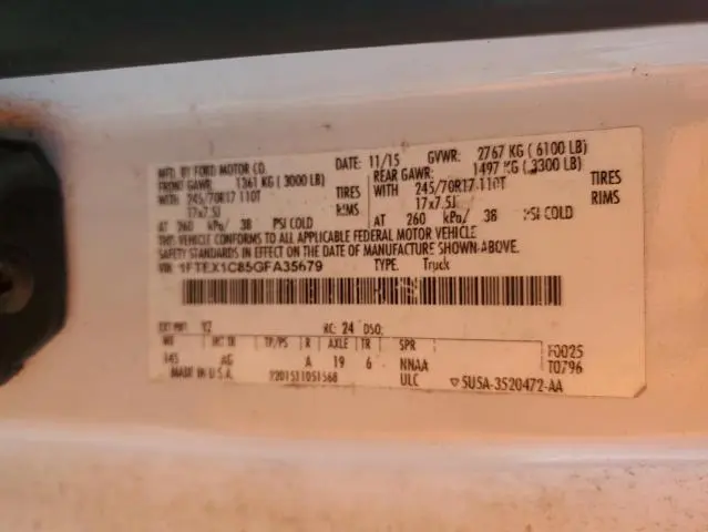 2016 FORD F150 SUPER CAB  