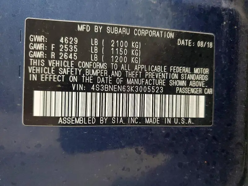 2019 SUBARU LEGACY 3.6R LIMITED  