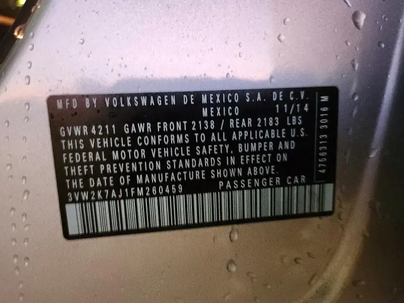 2015 VOLKSWAGEN JETTA BASE  