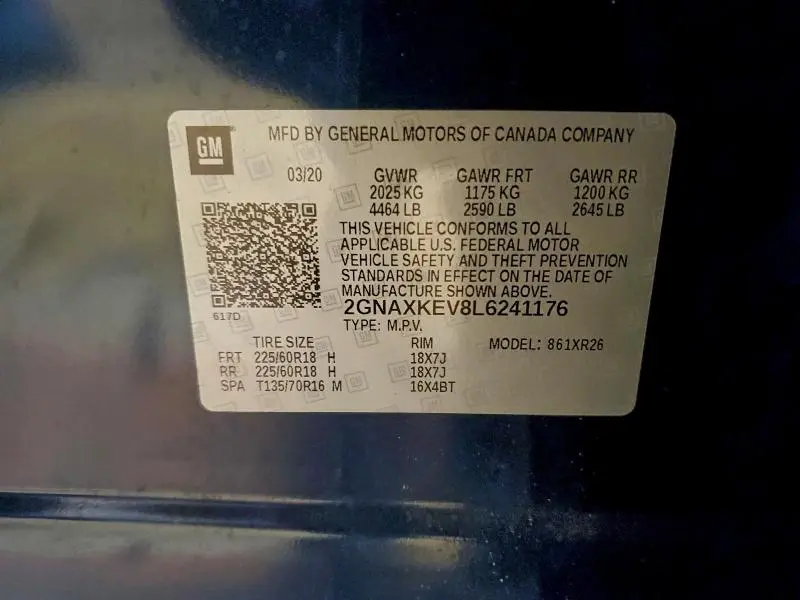 2020 CHEVROLET EQUINOX LT  