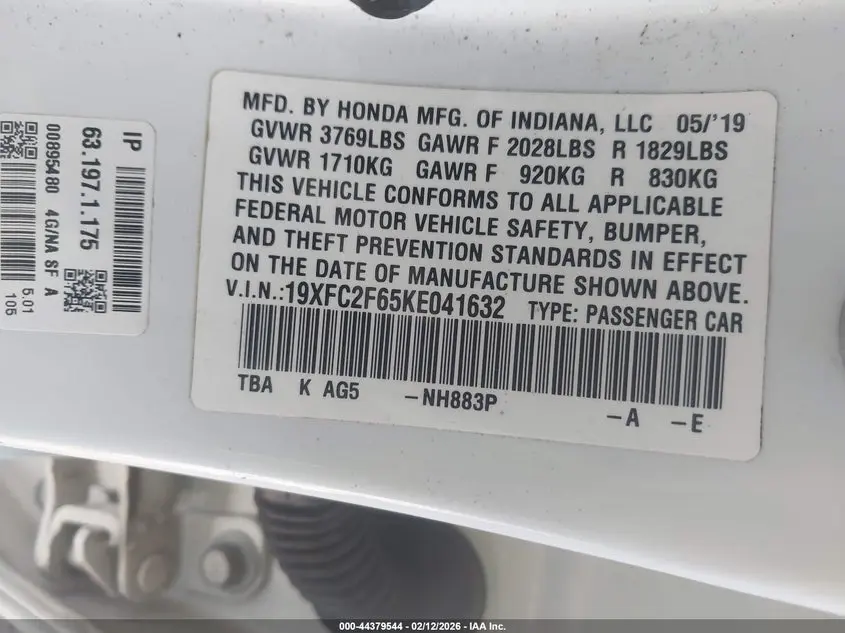 2019 HONDA CIVIC LX