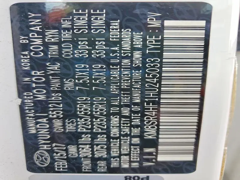 2017 HYUNDAI SANTA FE   