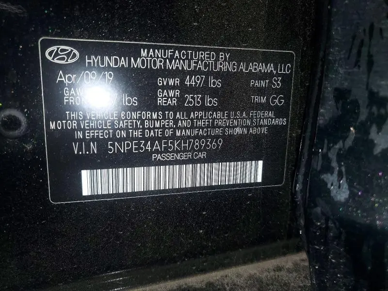 2019 HYUNDAI SONATA LIMITED  