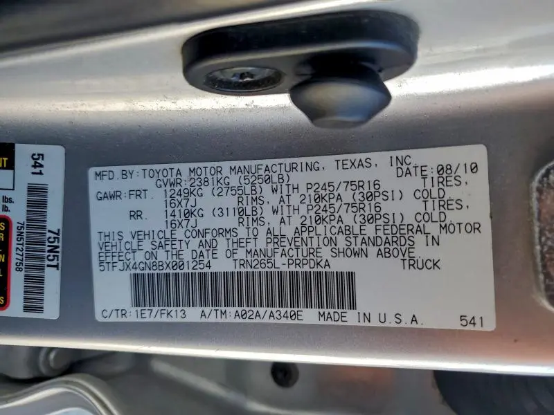 2011 TOYOTA TACOMA DOUBLE CAB  