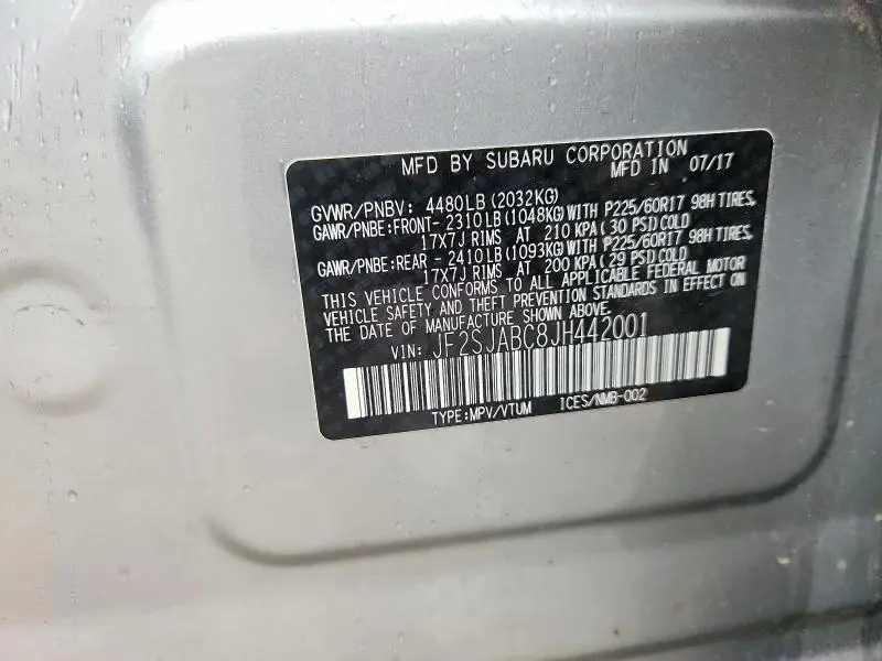 2018 SUBARU FORESTER 2.5I  