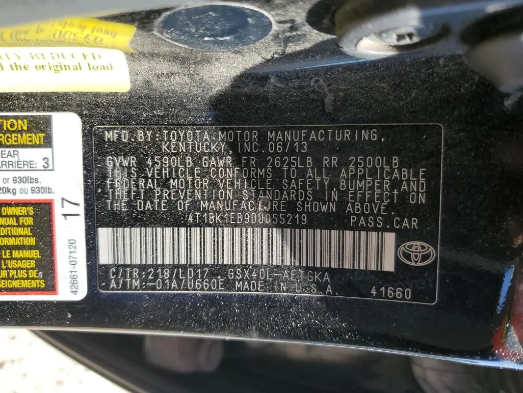 2013 TOYOTA AVALON BASE  