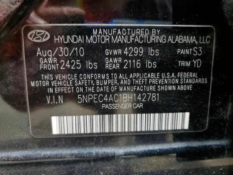 2011 HYUNDAI SONATA LIMITED  