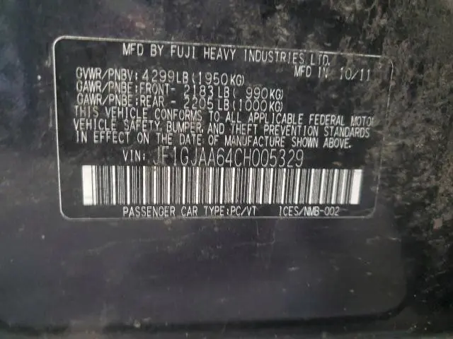 2012 SUBARU IMPREZA   