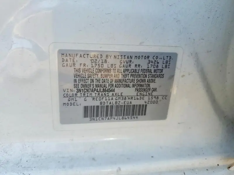2018 NISSAN VERSA SV  