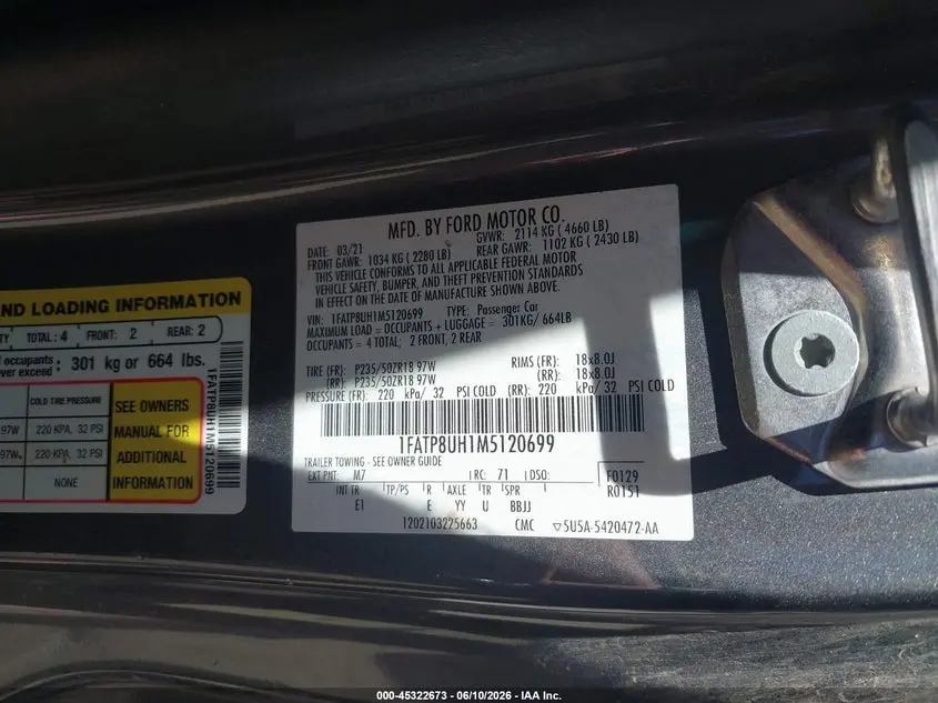 2021 FORD MUSTANG ECOBOOST PREMIUM
