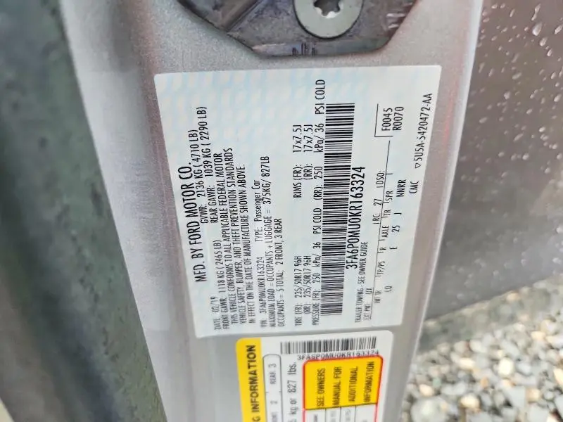 2019 FORD FUSION SEL  