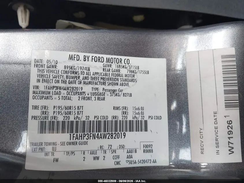 2010 FORD FOCUS SE