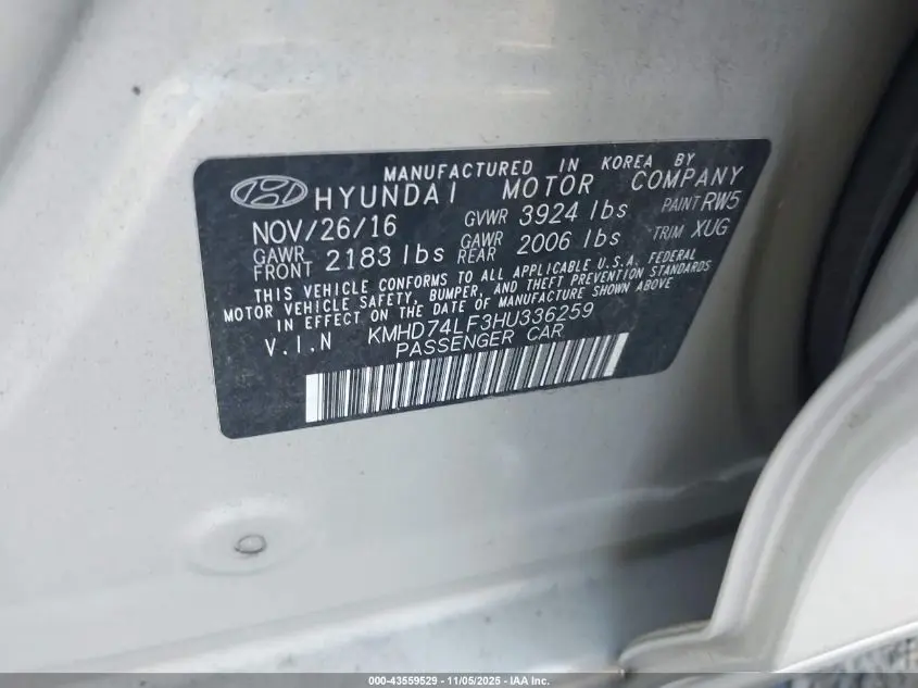 2017 HYUNDAI ELANTRA SE