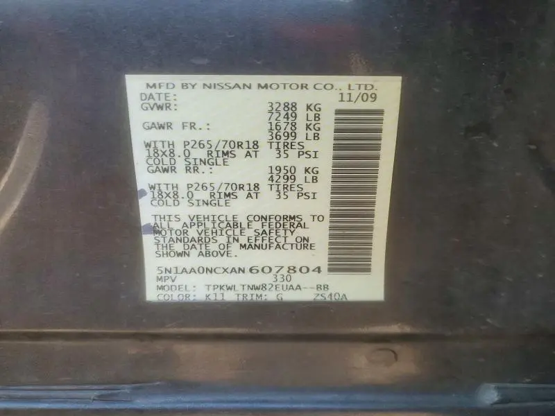 2010 NISSAN ARMADA SE  