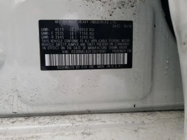 2015 SUBARU LEGACY 2.5I LIMITED