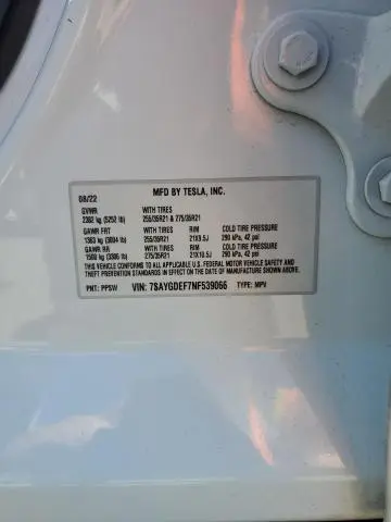 2022 TESLA MODEL Y   