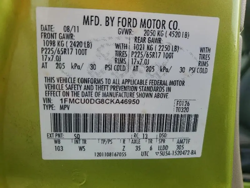 2012 FORD ESCAPE XLT  