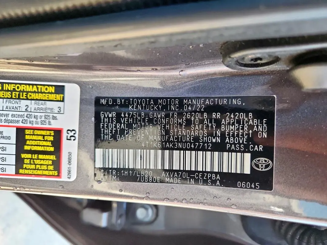 2022 TOYOTA CAMRY XSE  