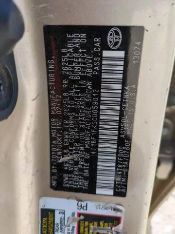 2012 TOYOTA CAMRY BASE  