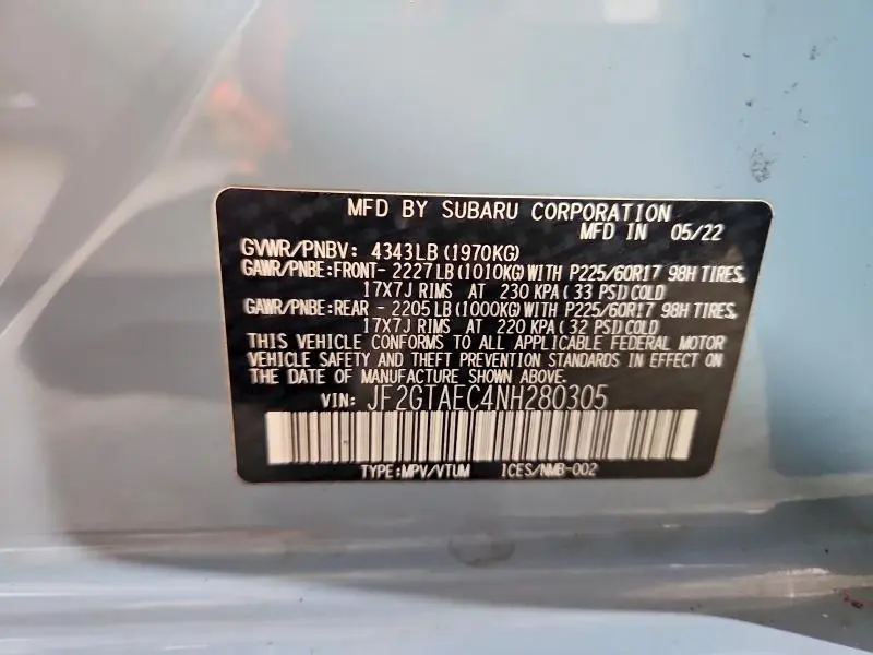 2022 SUBARU CROSSTREK PREMIUM  