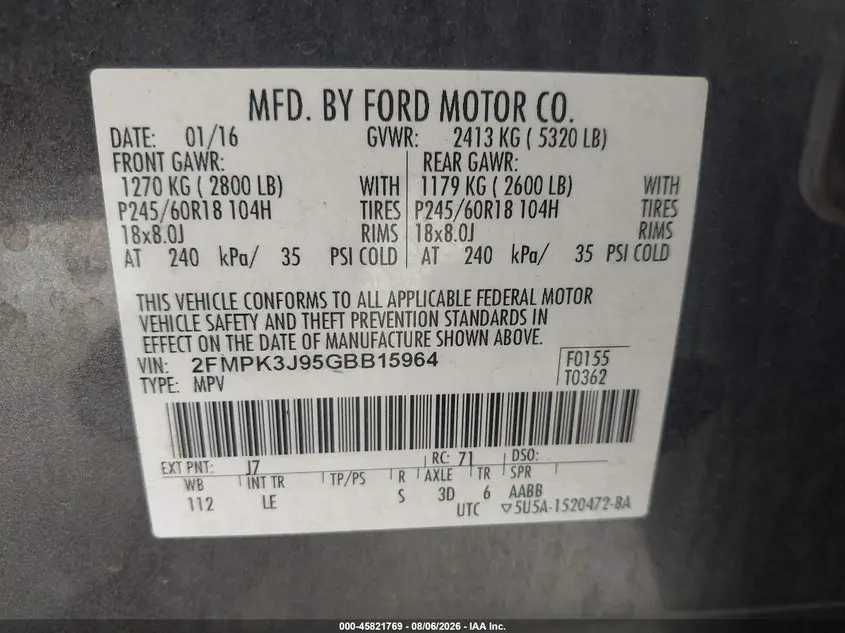 2016 FORD EDGE SEL