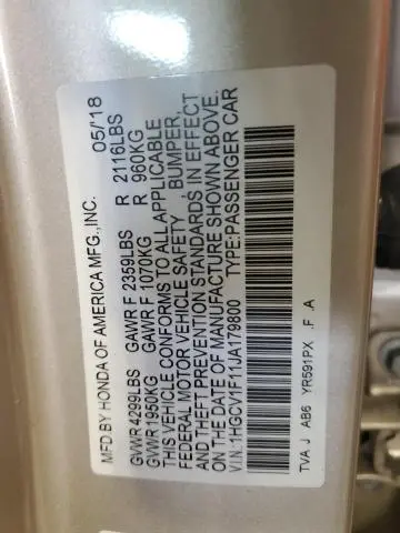 2018 HONDA ACCORD LX