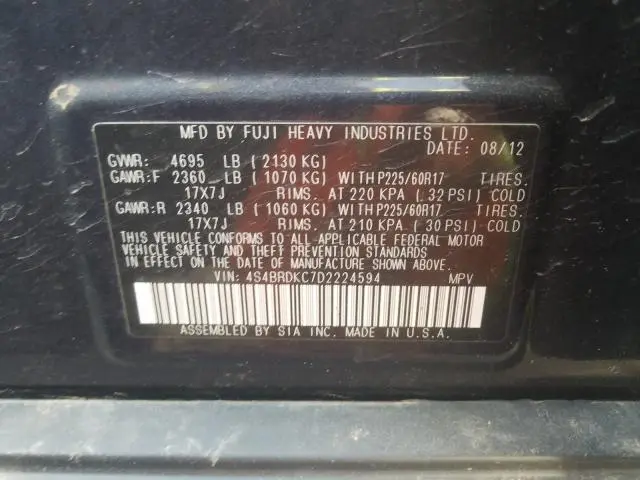 2013 SUBARU OUTBACK 3.6R LIMITED  