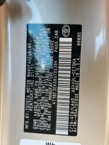 2011 TOYOTA CAMRY BASE  