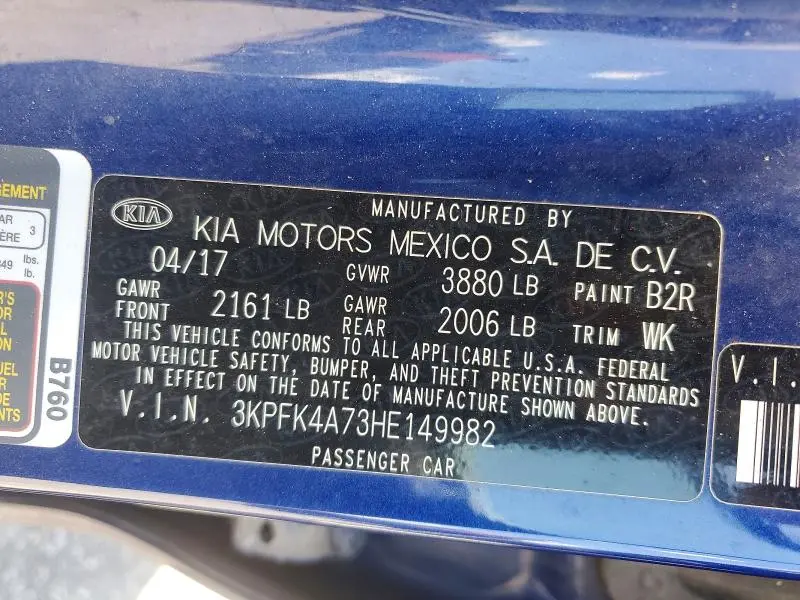 2017 KIA FORTE LX  