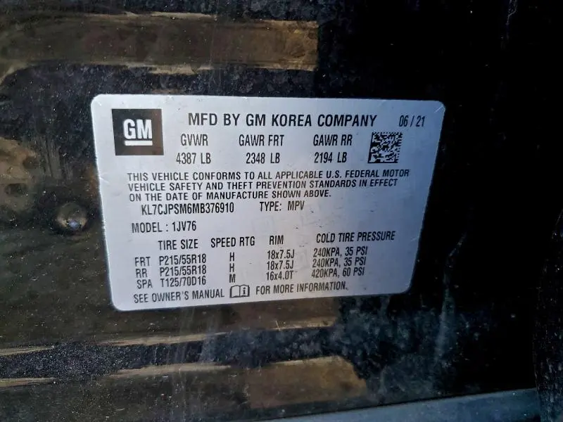 2021 CHEVROLET TRAX 1LT  