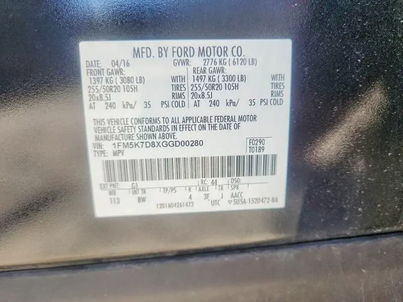 2016 FORD EXPLORER XLT  