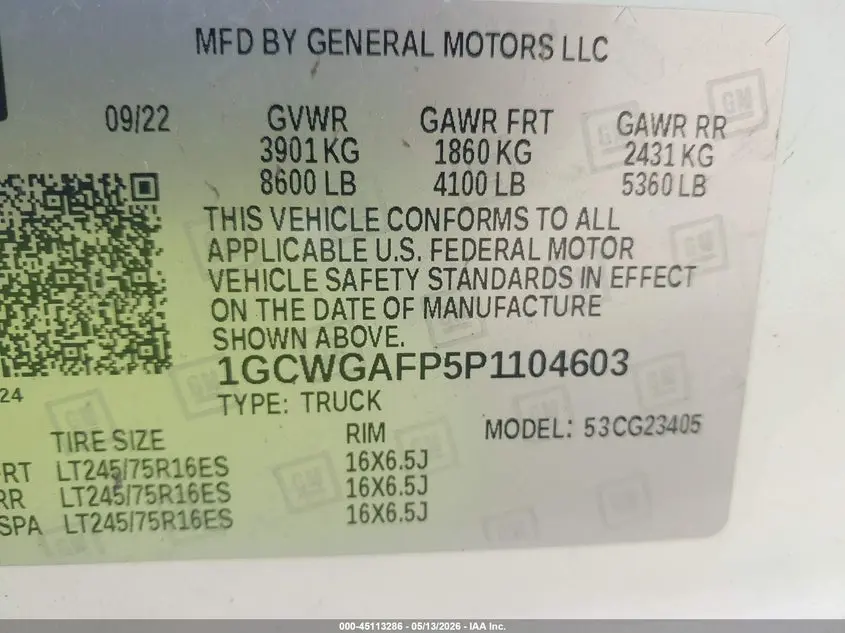 2023 CHEVROLET EXPRESS CARGO RWD 2500 REGULAR WHEELBASE WT