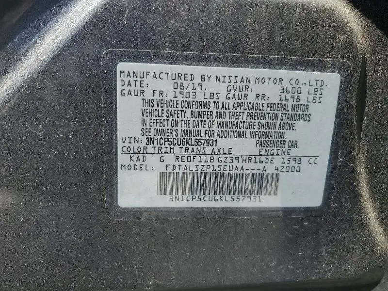 2019 NISSAN KICKS SV  