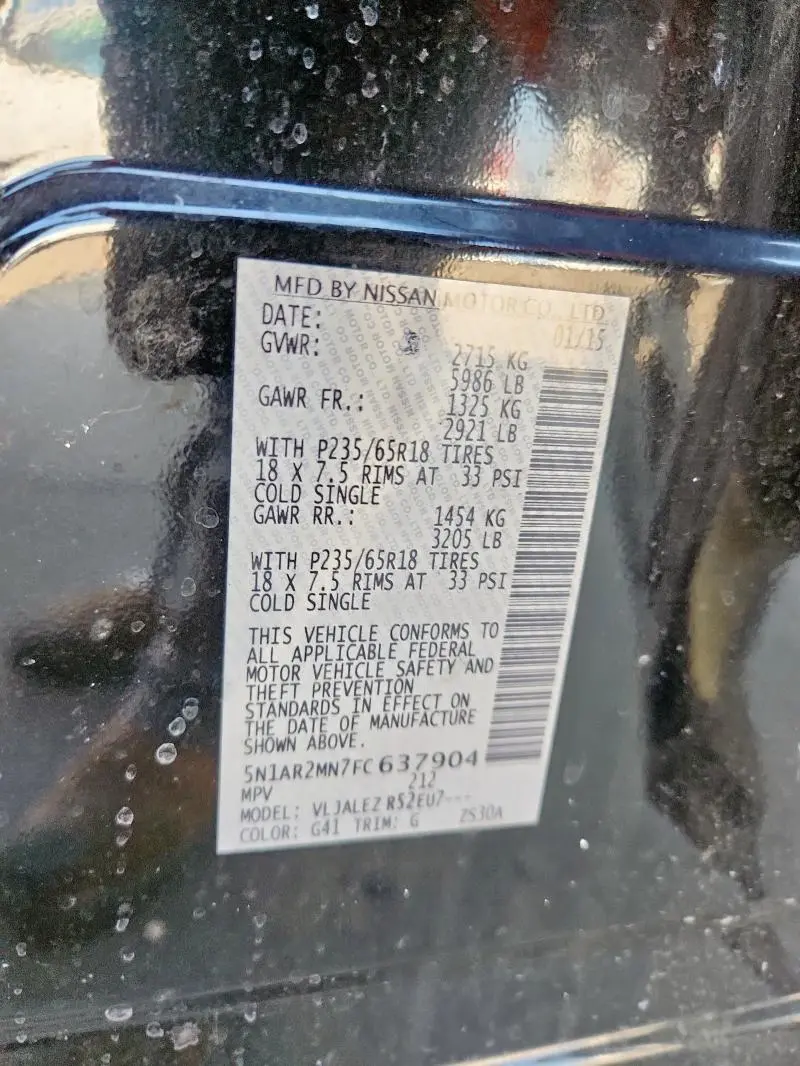 2015 NISSAN PATHFINDER S  